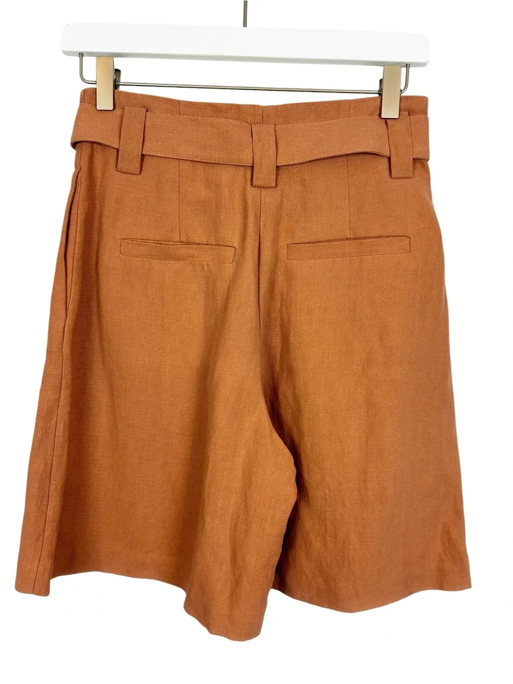 & Other Stories Stockholm Belted Silk Linen Blend Paperbag Shorts US 2